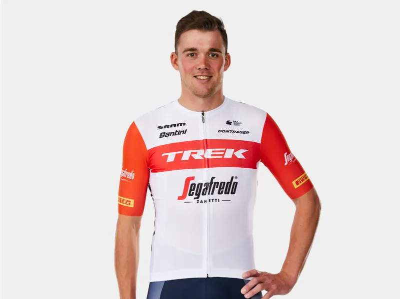 Trek Santini Segafredo Team Replica Race Short Sleeve Jersey in White/Red
